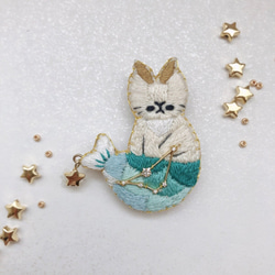 12星座の猫の刺繍ブローチ 11枚目の画像