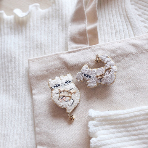 12星座の猫の刺繍ブローチ ブローチ ちむねこ 通販 14184111｜Creema