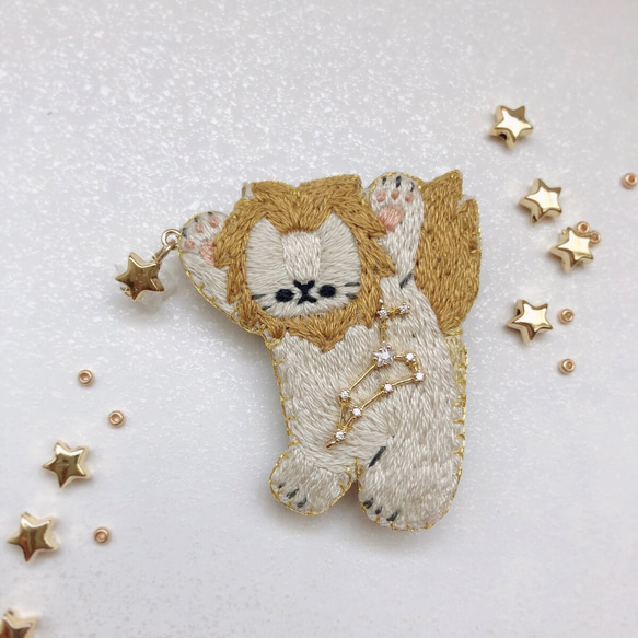 12星座の猫の刺繍ブローチ 6枚目の画像