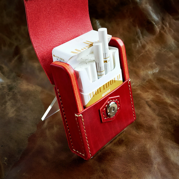 革の宝石 ルガト タバコケース（赤 シガレットケース） 4枚目の画像