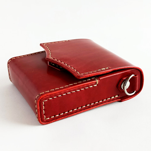 革の宝石 ルガト ライターも入るタバコケース（赤 シガレットケース