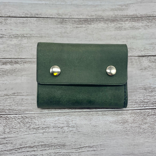 小さくてシンプルな三つ折り財布 【グリーン】 ミニ財布