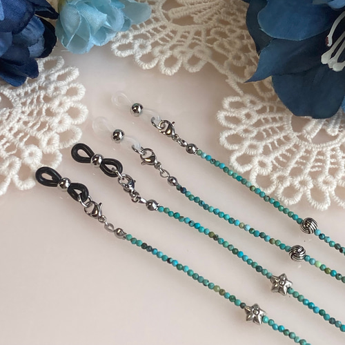 新品 メガネチェーン silver925 × ガラスビーズ ネックレス がろ 新品 メガネチェーン silver925 × ガラスビーズ ネックレス がろ