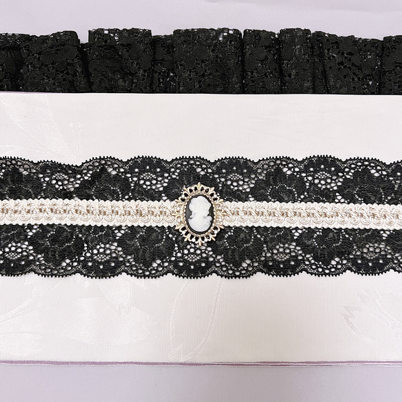 ラスト一点 帯締め レース モダン レトロ アンティーク ブラック