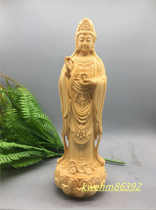 木彫仏教 観音菩薩 仏教工芸品 南海観音菩薩 【修縁堂】彩金 彩繪