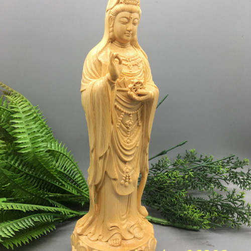 観音菩薩 仏像  木彫り 職人手作り  仏教美術 インテリア 置物平安 置物