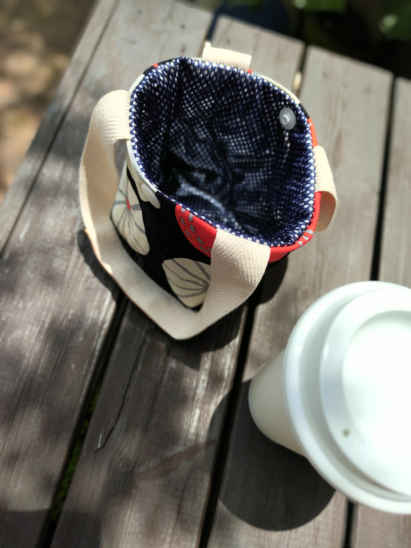 「私のコーヒーバッグ」 保冷保温機能付き裏地使用！あると便利‼︎ ドリンクホルダー　 3枚目の画像
