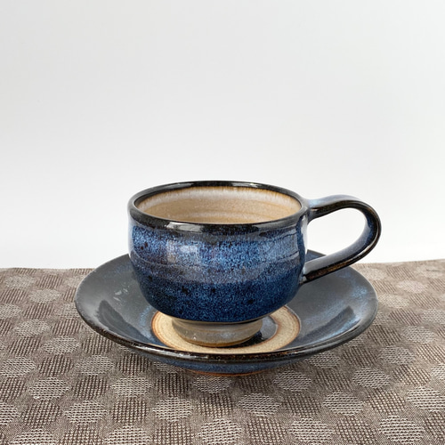ブルーがきれいな コーヒーカップ&ソーサー 【手仕事 民藝 窯元 和