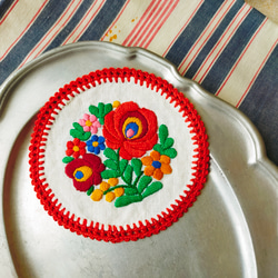 ハンガリー蚤の市　アンティーク刺繍　ドイリー no.5 ハンガリー刺繍 ヴィンテージ 手刺繍 リメイク素材 ドイリー