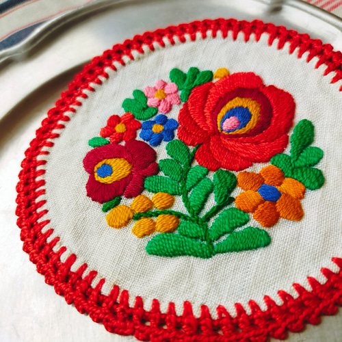 ハンガリー蚤の市　アンティーク刺繍　ドイリー ハンガリー蚤の市 アンティーク刺繍 ドイリー ハンガリー蚤の市