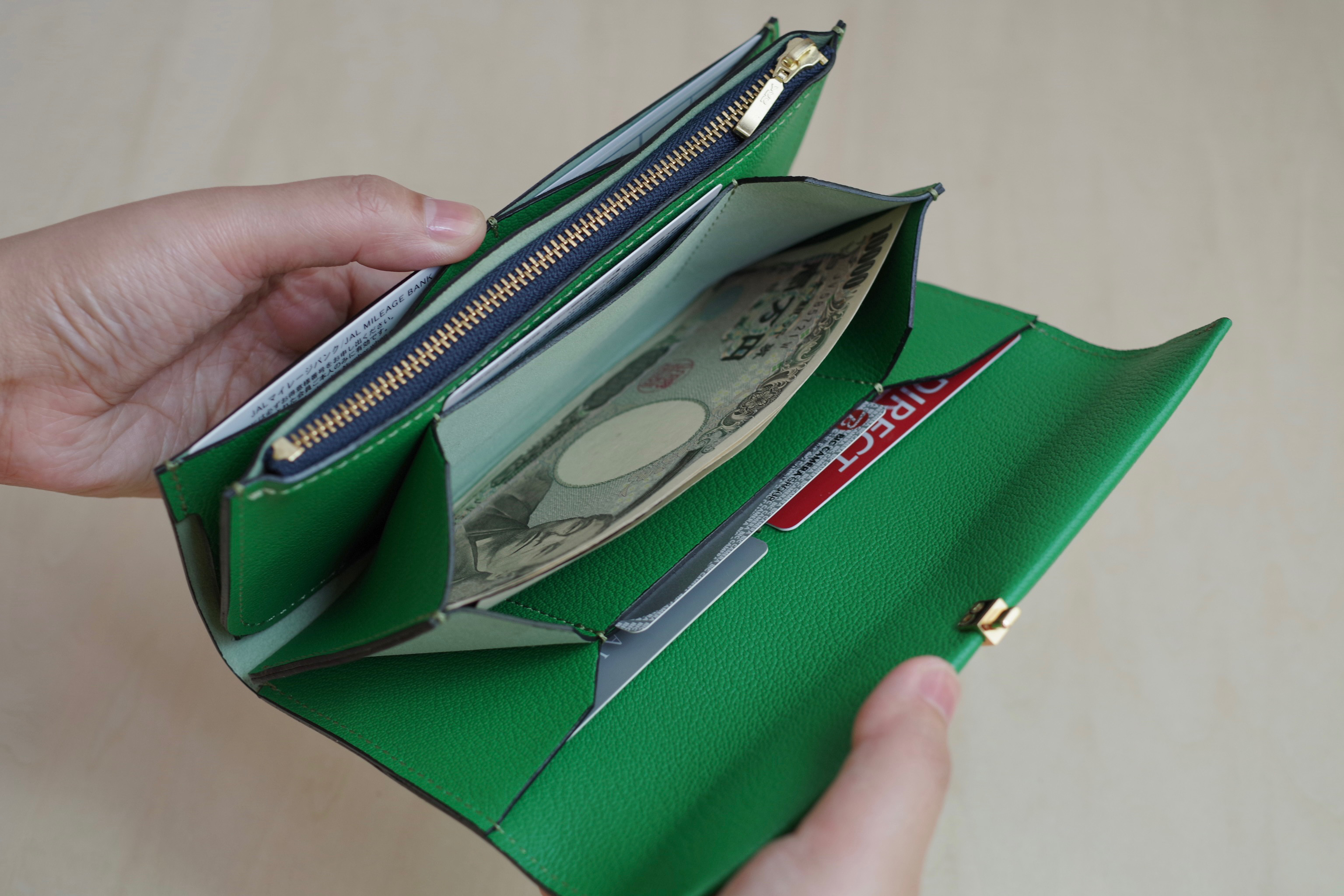 <高級革>フランスレザー使用　長財布（スミクロ）