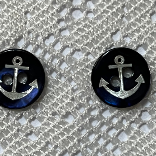 SB*8個*11.5mm*イカリマーク貝ボタン*ネイビー ボタン * kraftbuttons 