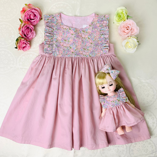リバティ ミシェル 子供服 ドール服 と お揃い ワンピース