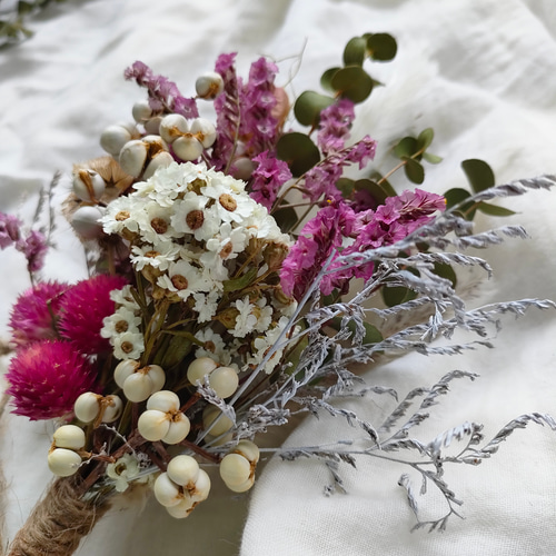 千日紅とスターチスのナチュラルスワッグ ドライフラワー プリザーブド