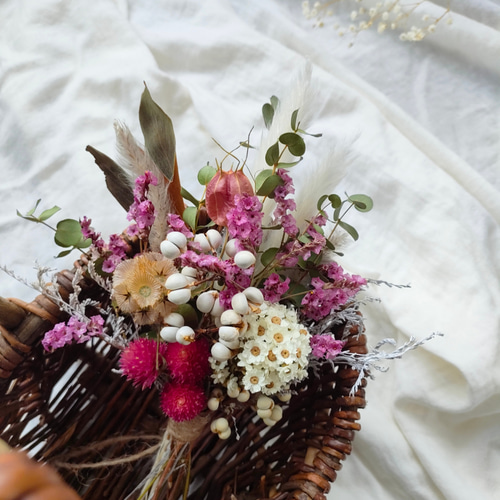 千日紅とスターチスのナチュラルスワッグ ドライフラワー プリザーブド