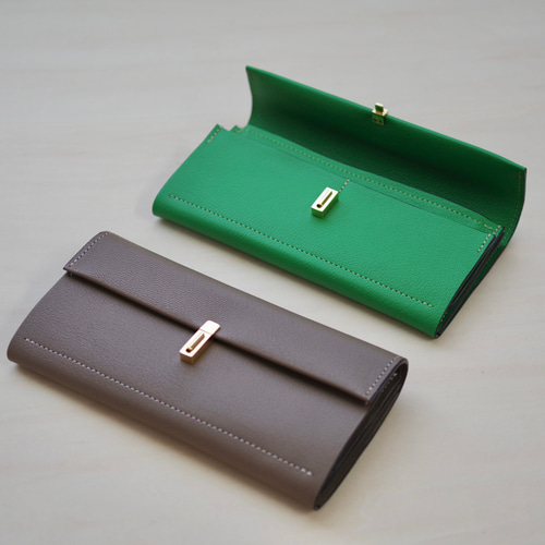 高級革>フランスレザー使用 長財布(グリーン) 長財布 Hazuki 高級革>フランスレザー使用 長財布(グリーン) 長財布 Hazuki