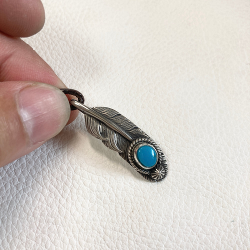 925 キングマン ターコイズ フェザー シルバーネックレス