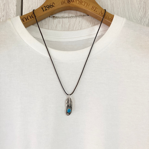 キングマン　ターコイズ　ヴィンテージ　フェザー　シルバー　ネックレス キングマン ターコイズ ヴィンテージコイン フェザー シルバー