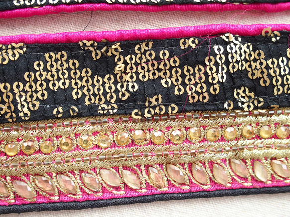 1m インド刺繍リボン スパンコール ビーズ ブレード  民族衣装 3枚目の画像