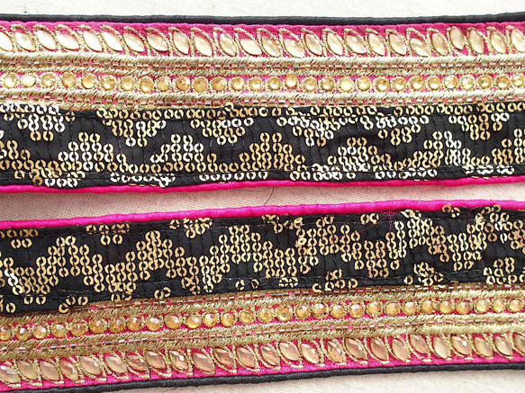 1m インド刺繍リボン スパンコール ビーズ ブレード  民族衣装 5枚目の画像