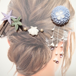 つまみ細工の髪飾り 海の生き物 ヘアクリップ・バナナクリップ 