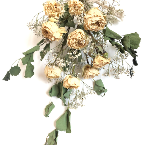 ドライフラワー白薔薇スワッグ スワッグ Rest garden 通販 ドライフラワー白薔薇スワッグ スワッグ Rest garden 通販