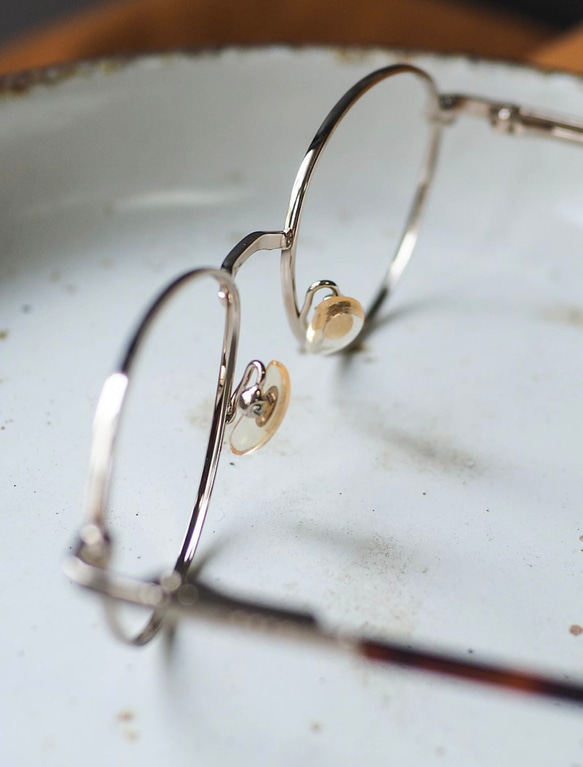 經典純色簡約亮金圓形細框金屬眼鏡鏡框 古董眼鏡 Japan/glasses 第5張的照片