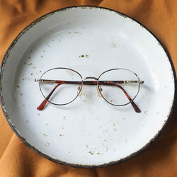 經典純色簡約亮金圓形細框金屬眼鏡鏡框 古董眼鏡 Japan/glasses 第1張的照片