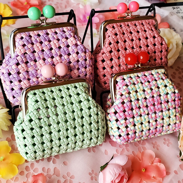 ❤【あめ玉がま口小銭入れ(縦長)】❤️財布 クラフトバンド 小物 ❤【あめ玉がま口小銭入れ(縦長)】❤️財布 クラフトバンド 小物