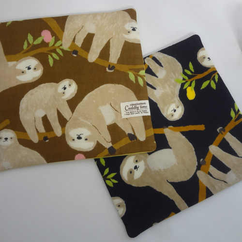 なまけもの*８重やわらかガーゼハンカチ*大2枚セット*ハンドメイド なまけもの*8重やわらかガーゼハンカチ*大2枚セット*ハンドメイド