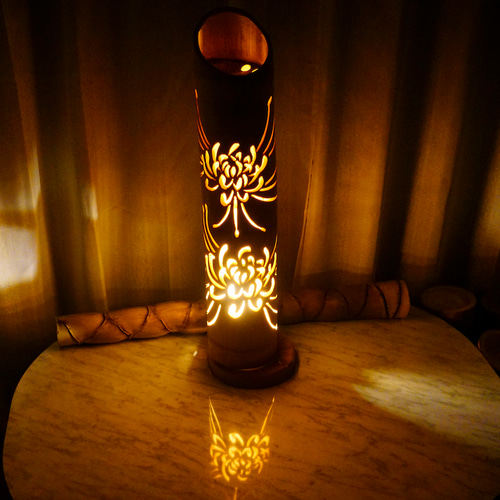 竹ランプ　〜〜華の窓〜〜　その日の気分で２つの美しさが楽しめる 竹あかり 彩と華 〜〜百花繚乱〜〜 2つの美しさが楽しめる