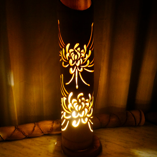 竹ランプ　〜〜華の窓〜〜　その日の気分で２つの美しさが楽しめる 竹ランプ ～～華曼陀羅～～その日の気分で2つの美しさがしめる