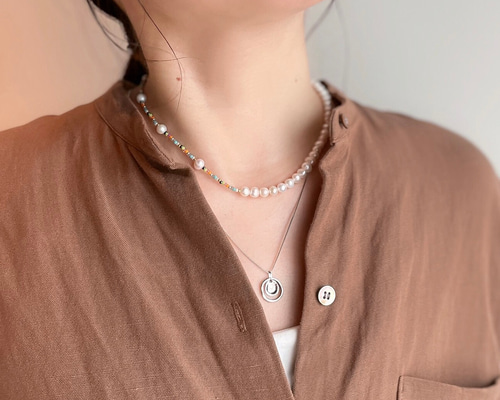 2連パールレイヤードネックレス　淡水パールネックレス　2連パールネックレス RIRIYANO（リリヤーノ） パールネックレス ネックレス レディース 真珠