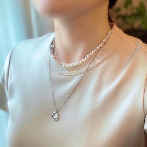 の*こ様 上質淡水パールデザイン2連ネックレスセットアップピアス付き