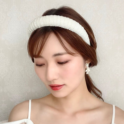 太めのカチューシャ ウェディング ヘッドドレス　カチューシャ ブライダル ヘアアクセサリー 花嫁 HL01 3枚目の画像