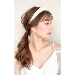 太めのカチューシャ ウェディング ヘッドドレス　カチューシャ ブライダル ヘアアクセサリー 花嫁 HL01 4枚目の画像