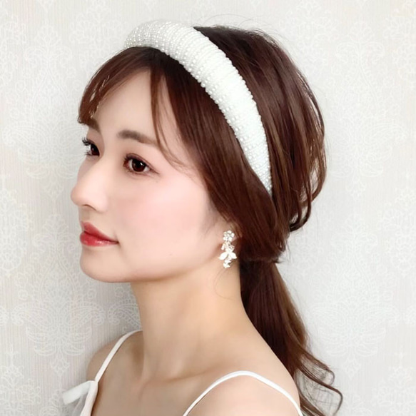 太めのカチューシャ ウェディング ヘッドドレス　カチューシャ ブライダル ヘアアクセサリー 花嫁 HL01 5枚目の画像