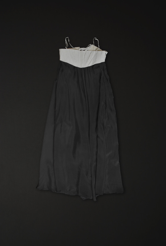 Corset Camisole dress/ Kids130-150cm / Ivory×gray plum 2枚目の画像