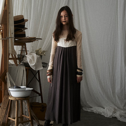 Corset Camisole dress/ Kids130-150cm / Ivory×gray plum 7枚目の画像