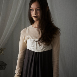 Corset Camisole dress/ Kids130-150cm / Ivory×gray plum 1枚目の画像