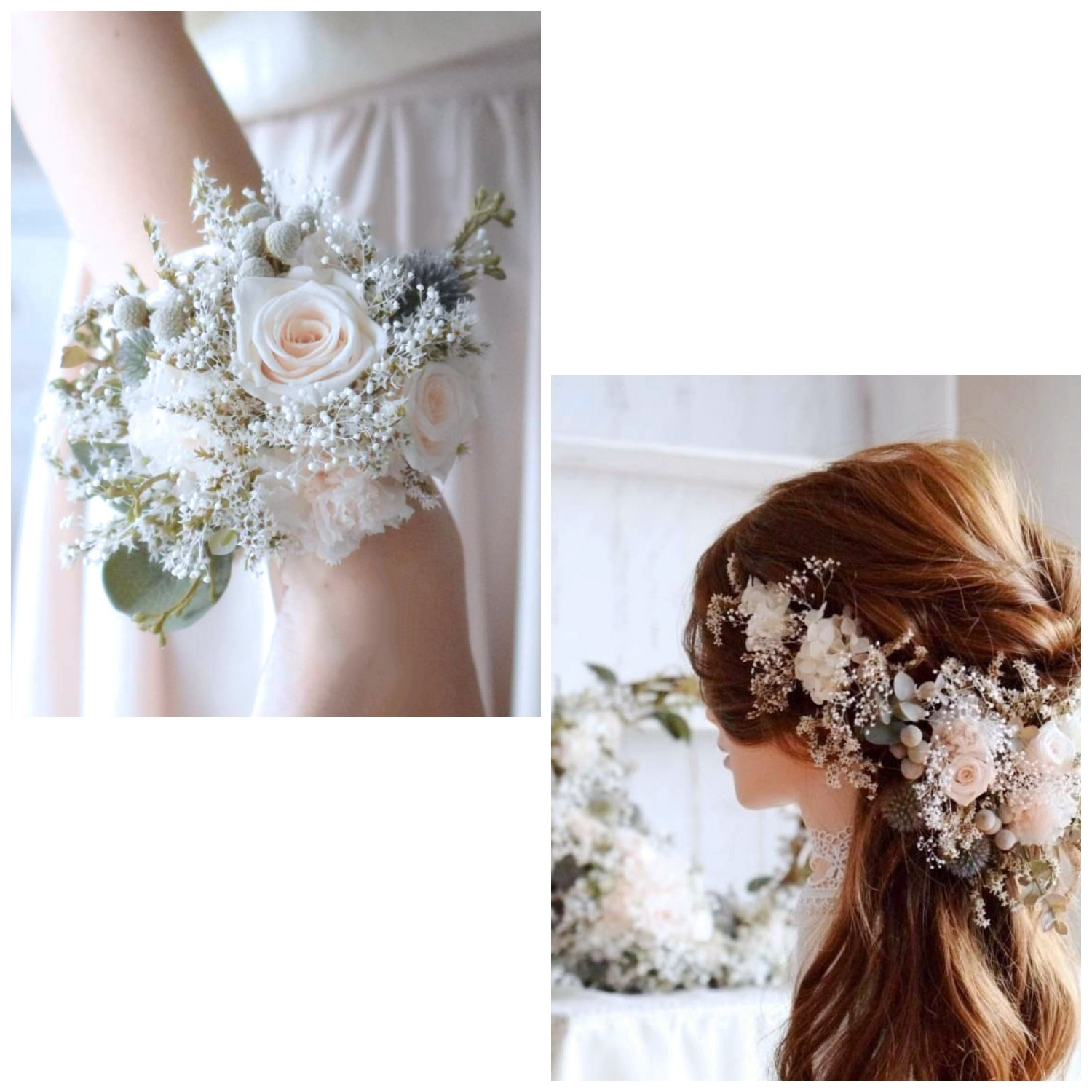 ⋆ゆーちゃん様専用 お申込み欄⋆ くすみクリーム：野の花ヘッドドレス⋆リストブーケmini 2点set