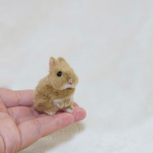 羊毛フェルト 小さな小さなうさぎさん ミニチュア ネザーランド