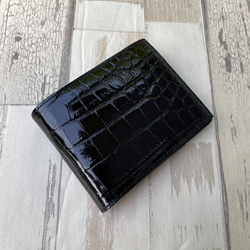 【rank 特S】【ブラック×ブラック】シャイニング クロコダイル クロコ 財布 メンズ レディース 本物 二つ折り財布 6枚目の画像