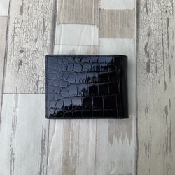 【rank 特S】【ブラック×ブラック】シャイニング クロコダイル クロコ 財布 メンズ レディース 本物 二つ折り財布 4枚目の画像