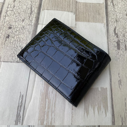 【rank 特S】【ブラック×ブラック】シャイニング クロコダイル クロコ 財布 メンズ レディース 本物 二つ折り財布 5枚目の画像