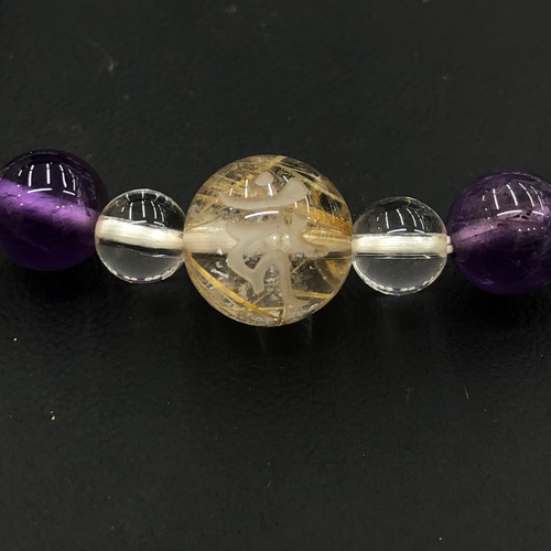 アメジスト ルチルクオーツ パワーストーンブレスレット 内径約17cm