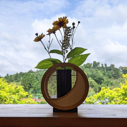 駿河竹細工　花器　三日月　フラワーベース　おしゃれインテリア　涼しげ　レザークラフト　白　ホワイト　海外贈り物　ギフト 1枚目の画像