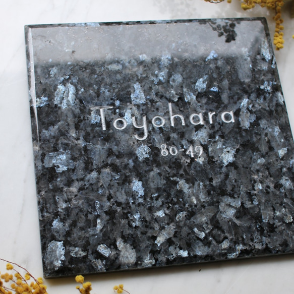 世界の天然石で作る。ノルウェー産天然石表札●機能門柱にも●正方形ネームプレート●石の表札 