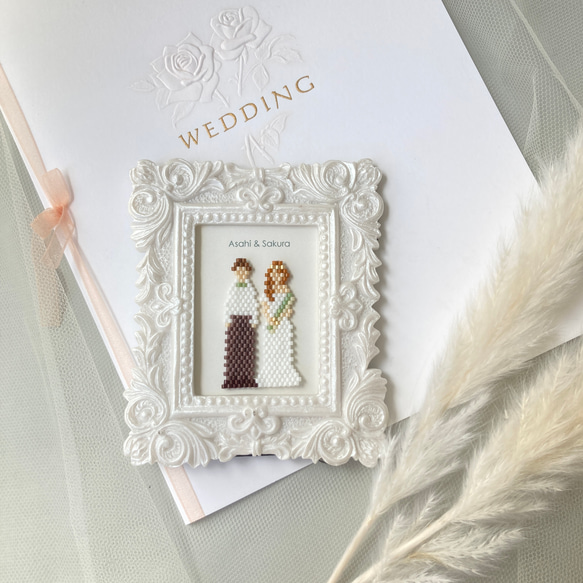 【フレーム付＆文字入れ】wedding mini（スクエア）｜結婚祝い・結婚式・受付・ウェルカムアイテム 2枚目の画像