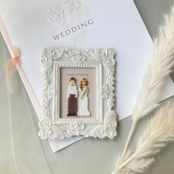 【フレーム付＆文字入れ】wedding mini（スクエア）｜結婚祝い・結婚式・受付・ウェルカムアイテム 1枚目の画像